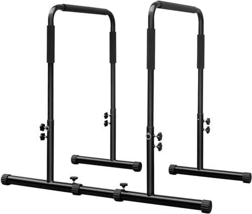 Dip Station Functional Heavy Duty Dip Stands Fitness Workout Dip bar Station Stabilizer Parallette Push Up Stand, Adjustable Dip Bar Station for Home Gym, Calisthenics & Upper Body Workout Equipment