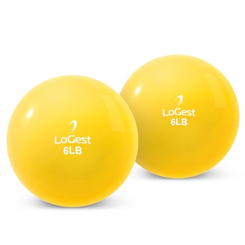 Logest Weighted Toning Exercise Balls Pair - Round Shape Medicine Ball - 1LB 2LB 3LB 4LB 5LB 6LB Available - Toning Muscle for Men & Women - size: 6LB - Pair
