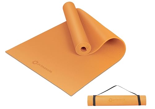 Primasole Yoga Mat with Carry Strap for Yoga Pilates Fitness and Floor Workout at Home and Gym Non-slip 9 colors - color: Coral Red, size: 1/3 inch