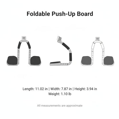 Foldable Push-Up Board, PP Plastic Strength Training Stand with Stable Grip for Home Gym, 11 x 7.9 x 3.9 Inches (1 PC) - color: Black