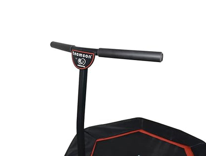 Teamson by Crowntec 50'' Steel Fitness Trampoline, 286 LBS Max Load Mini Rebounder with Handlebar, UV-Resistant Steel Exercise Trampoline for Indoor/Outdoor Workout, Red