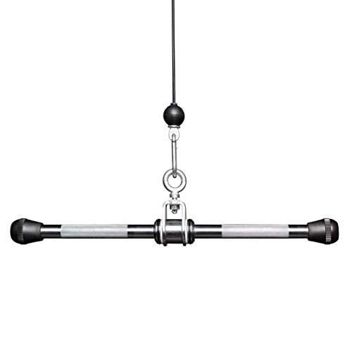REP Fitness LAT Pulldown and Low Row Cable Machine Attachments and Functional Trainer Attachments – Curl Bar, D-Handle, Ankle Cuff, Tricep Rope, Sports Handle, Straight Bar, Row, Chinning Triangle - style: Straight Bar Pro Style