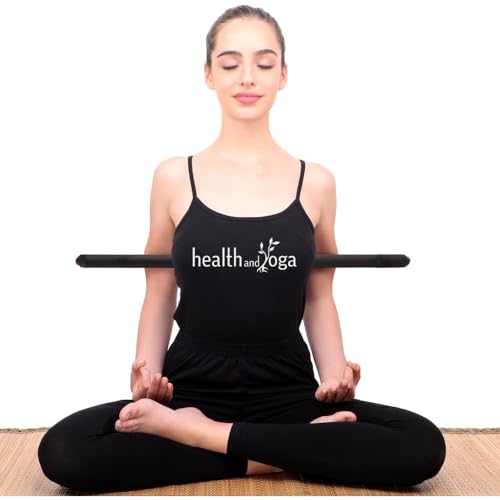 HealthAndYoga™ StretchNHeal Multipurpose Wooden Pranayama Stick with Padded Comfort Sleeve – Lung Opener for Fuller Breathing - Detachable Robust Yoga Pole (Regular - 26" with Sleeve)