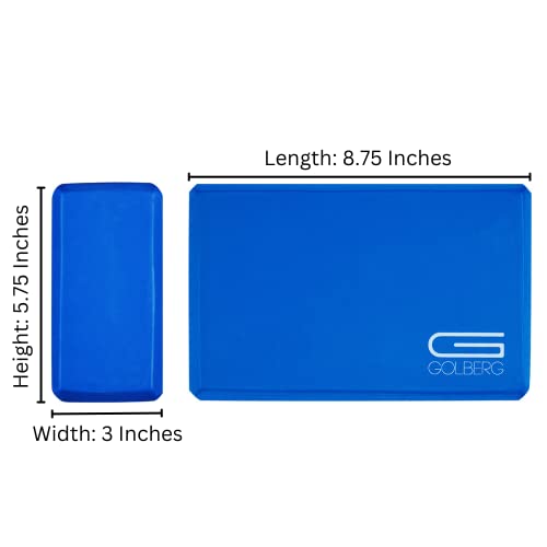 Golberg Foam Yoga Block – For Fitness, High Intensity Support and Improving Strength or Flexibility Pink/Green/Dark Green/Purple/Blue – 1/2/4 Pack - color: 1 Pack - Blue