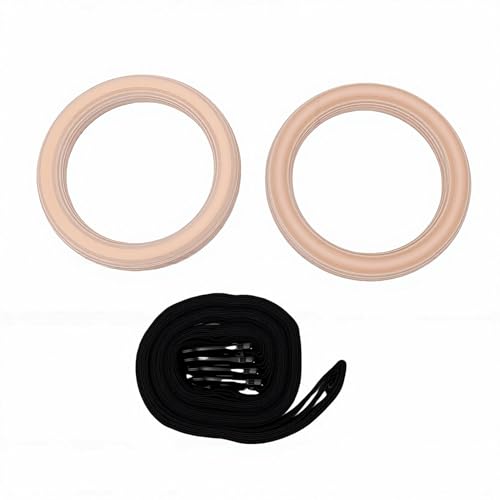 Full Body Workout Rings with Adjustable Straps | Birch Wood Gymnastic Rings for Pull Ups Upper Body Strength Balance Training 2 Pack