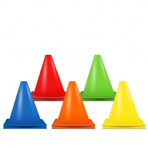 Sports Training Cones Set of 10, Stackable Agility Markers for Soccer Basketball Skating Drills, Durable Plastic Field Equipment (Set of 10) - size: 7.87 x 7.87 x 7.09"