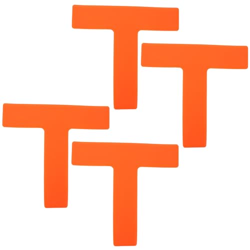 4pcs T-Shaped Football Training Spot Markers Flat Boundary Pads Orange Athletic Court Accessories for Agility Drills and Field Marking