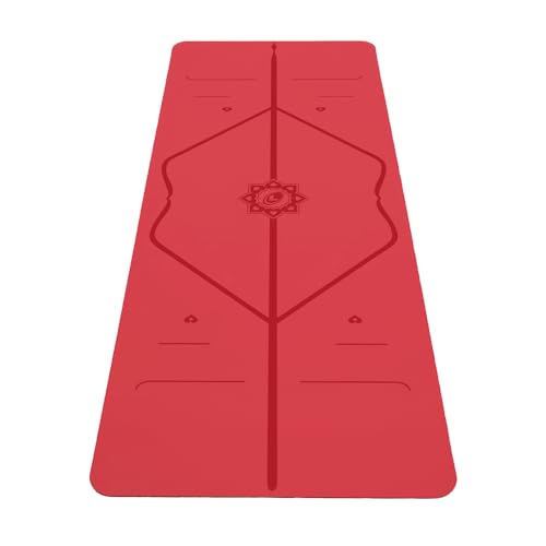 Liforme Travel Yoga mat – Patented Alignment System, Warrior-Like Grip, Non-Slip, Eco-Friendly, Ultra-Lightweight and Sweat Resistant, Made with Natural Rubber - color: Red