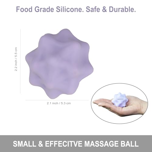 Small Spiky Massage Ball Trigger Point Massage Tool. Solid Bumpy Massager Balls for Deep Tissue Myofascial Release Hand Foot Plantar Fasciitis Pain Relief Knots Acupoint Yoga Fitness 2.2×2.1″(Purple) - color: Purple