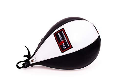 Leather Speed Bag – Rapid Rebound Pear-Shaped Punching Ball with Durable Latex Bladder for Boxing, MMA & Home Gym - color: White Black, size: M - 7"x10"
