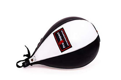 Leather Speed Bag – Rapid Rebound Pear-Shaped Punching Ball with Durable Latex Bladder for Boxing, MMA & Home Gym - color: White Black, size: M - 7"x10"