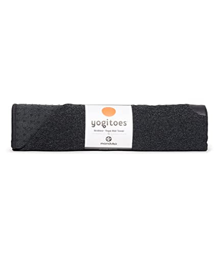 Yogitoes Manduka Yoga Towel for Mat Nonslip and Quick Dry for Hot Yoga with Rubber Bottom Grip Dots 72 Inch Long Onyx Thin and Lightweight (262023001)