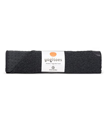 Yogitoes Manduka Yoga Towel for Mat Nonslip and Quick Dry for Hot Yoga with Rubber Bottom Grip Dots 72 Inch Long Onyx Thin and Lightweight (262023001)