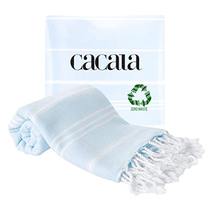 Cacala 100% Turkish Cotton Kitchen Tea Towels, Highly Absorbent Luxury Soft Quick Drying Dish Towel with Hanging Loop for Gym, Yoga, Bath, Sports, Cleaning and Kitchen (23 x 36), Baby Blue - color: Baby Blue