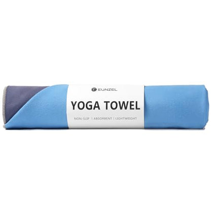 Eunzel Hot Yoga Towel, Reversible Two-Tone Non-Slip Yoga Mat Towel, Sweat Absorbent for Hot Yoga, Pilates and Workout, 72" x 26.5", Navy& Blue - color: Navy& Blue