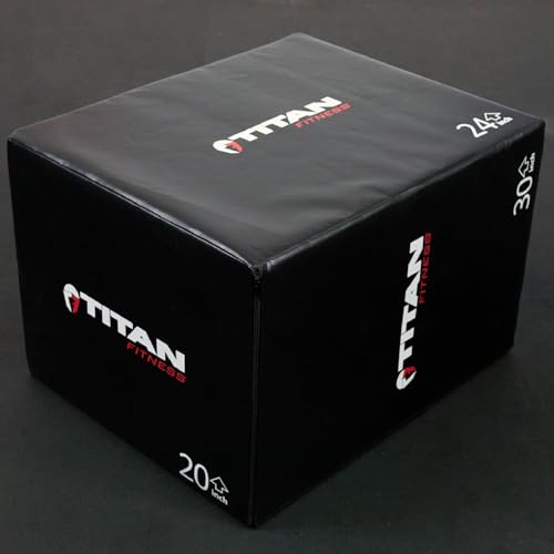 Titan Fitness 3-in-1 Soft Foam Plyometric Box, 20" x 24" x 30", Dense Foam Core with Soft Foam Padding, Plyometric Workouts