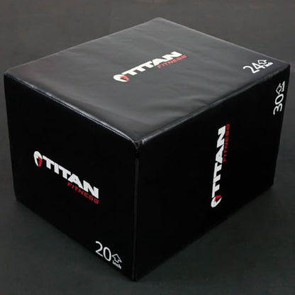 Titan Fitness 3-in-1 Soft Foam Plyometric Box, 20" x 24" x 30", Dense Foam Core with Soft Foam Padding, Plyometric Workouts