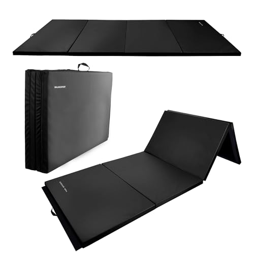 Fitvids Folding Exercise Gymnastics Mat 4'x8'x2" Gym Workout Mat with Carrying Handles High-Density Portable Fitness Aerobics Mats for Home Gym Yoga Pilates Tumbling MMA Core Training, Multiple Colors - color: Graphite