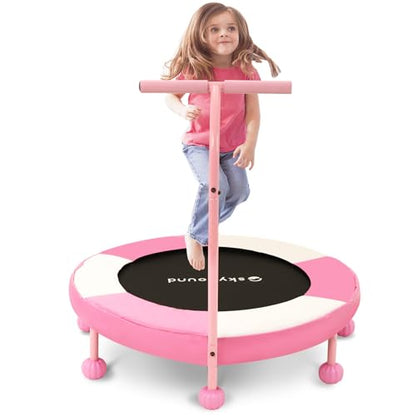 SkyBound 36 Inch Indoor Trampoline for Kids - Kids Trampoline Indoor with Handle - Toddler Trampoline with Upgraded 2.0mm Steel Pipe and Handlebar - Mini Indoor Trampoline for Kids Age 3 and Above - style: Pumpkin