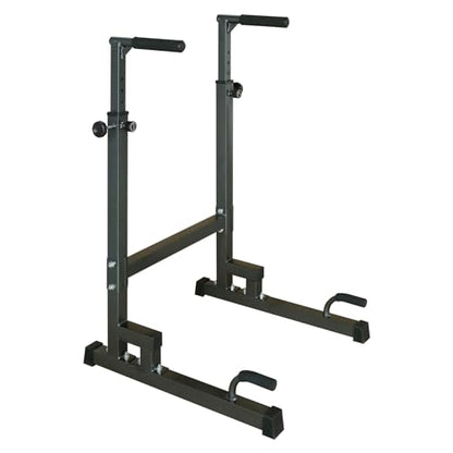 Adjustable Power Tower Dip Stand Station with Bench Pull Up Bar - Heavy Duty Multi-Function Fitness Equipment for Home Gym, Black