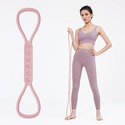 2026 Upgraded Figure 8 Resistance Band for Physical Therapy, Shoulder Back Arm Exercise Bands, 3 Resistance Levels for 15 25 35lb for Kids Adult Elderly - color: 15LB Pink