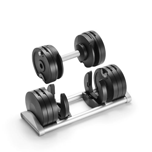SMRTFT NUOBELL Adjustable Dumbbells 5–100 lb Set | Original NUOBELL | 26 Weights in 1 for Home Gym Strength Training | Steel-Knurled Handle | Space-Saving Dumbbell Set of 2 | 2-Year Warranty - color: Black