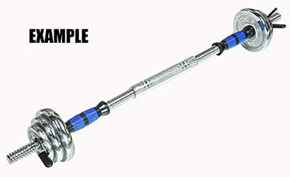 Threaded Dumbbell Blue Durable Rubber Handles/Adjustable Dumbbell Bar Handles 32/35/40cm(12.6/14.2/15.7Inch) - Fit 1 inch Standard Weight Plate Weightlifting Accessories - Sold in Pair