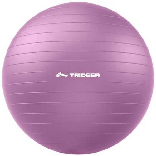 Trideer Yoga Ball for Exercise, Daily Stretching, Pilates, Core & Balance Training, Stability Ball for Pregnancy & Birthing Prep, Physical Therapy, Office Chair for Active Sitting, Quick Pump Included - color: Bellflower Purple, size: L(23-26ines/58-65cm)