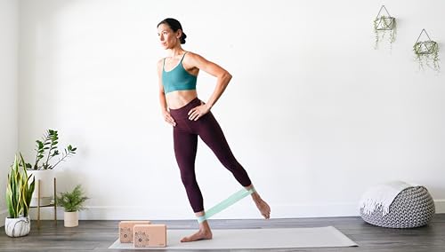YOGA BLOCKS (ROOT Premium Cork Blocks (2) with Resiliance Bands), BAMBOO