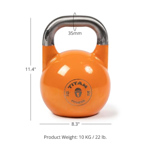 Titan Fitness Competition Kettlebell, Single Piece Casting, KG Markings, Full Body Workout - size: 22.0 Pounds