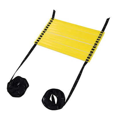 Agile Ladder Football Step Training Rope Ladder, Speed Ladder for Agility Drills, 6m 12 Rungs with Adjustable Width and Carry Bag for Soccer Basketball Volleyball