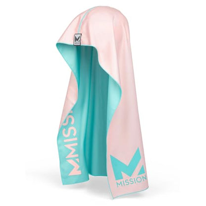 MISSION Reversible Cooling Hoodie Towel- Hood Towel, Cools Instantly When Wet, UPF 50 Sun Protection, Contours Your Head to Stay in Place, Great for Sports, Fitness, Gym (Pink Mint) - color: Pink Mint