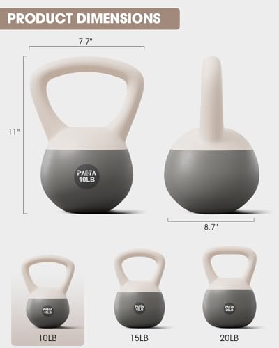 PAETA Soft Kettlebell for Home Fitness – Anti-Slip Grip & Wide Handle Design,Soft Kettlebell Set, Gentle Floor-Friendly Impact – 10lbs, 15lbs, 20lbs, for Home Functional Training - color: 45lbs White