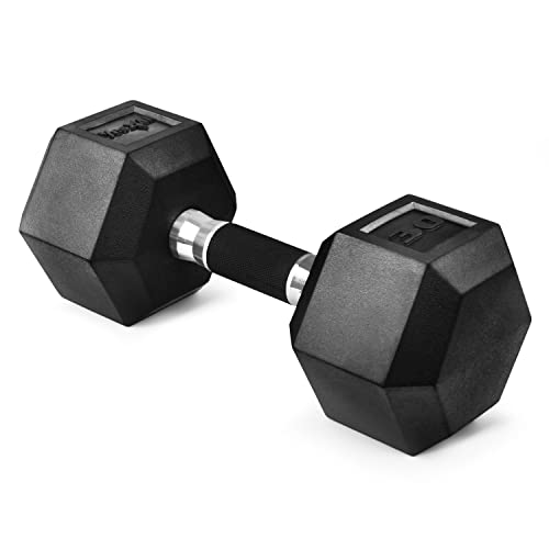 Yes4All Rubber Grip Encased Hex Dumbbell – Hand Weights With Anti-Slip 5-50 LBS Single - color: F. 30 Pounds