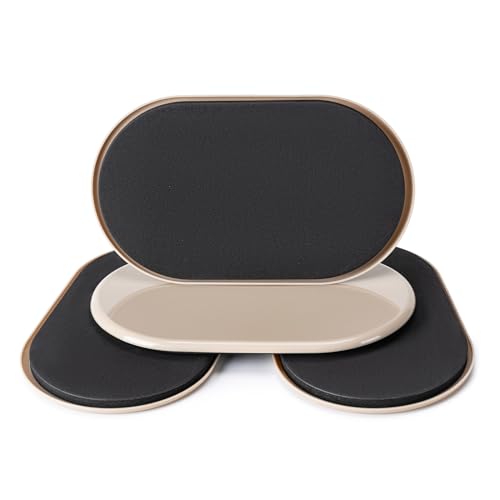 4 Pcs 5 3/4'' x 9 1/2" Furniture Sliders Pads for Hardwood Floors - size: 9 1/2" Oval-4 Pack Beige