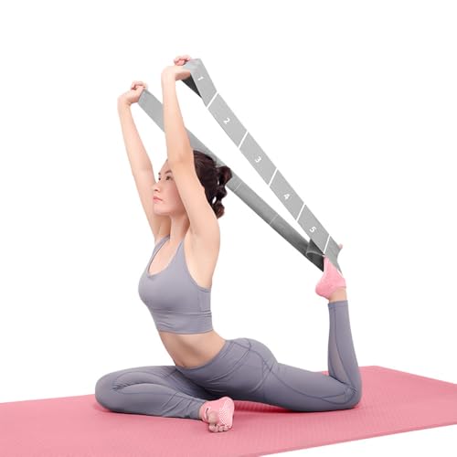 2-Pack Yoga Straps with 11 Loops - Adjustable Elastic Stretching Bands for Pilates, Dance, Ballet Gymnastics & Physical Therapy, Multifunctional Flexibility Exercise Equipment