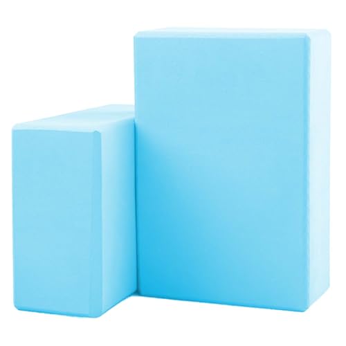 Yoga Blocks 2 Pack, Lightweight Premium EVA Foam Yoga Blocks, Non Slip Supportive Foam Blocks for Yogi, Pilates, Stretching and Meditation, Women Men Yogi Beginners Accessories - color: Sky Blue