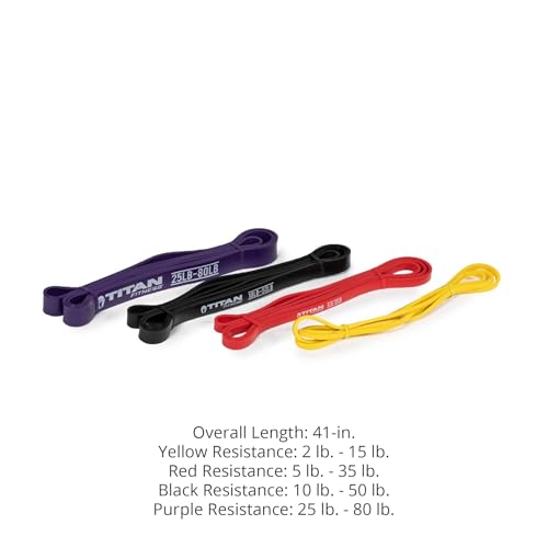 Titan Fitness 41-in Light Multi-Pack Latex Bands, Pull-Up Bands, Resistance Band Set for Workouts, Fitness and Strength Training