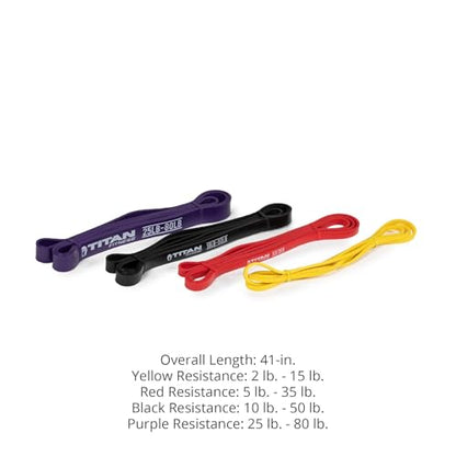 Titan Fitness 41-in Light Multi-Pack Latex Bands, Pull-Up Bands, Resistance Band Set for Workouts, Fitness and Strength Training
