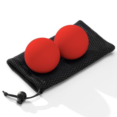 Massage Lacrosse Balls for Myofascial Release,Yoga Deep Tissue Massage,Trigger Point Therapy and Foot Plantar Fasciitis,Muscle Soreness Massager Ball (2 Packs) (Red) - color: Red