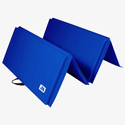 We Sell Mats 4 x 8 ft Folding Exercise Mat, 2 Inch Thick Personal Fitness & Home Gym Mat for Yoga, Pilates, Stretching & Workouts - color: Blue