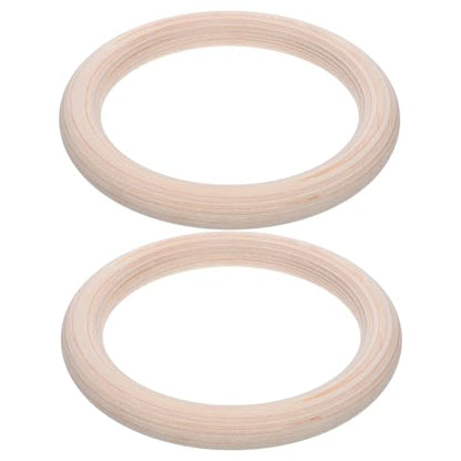 DOITOOL Wooden Gymnastics Rings 2pcs with Adjustable Straps Solid Birch Wood Pull up Rings for Home Gym Full Body Workout and Calisthenics Training Equipment