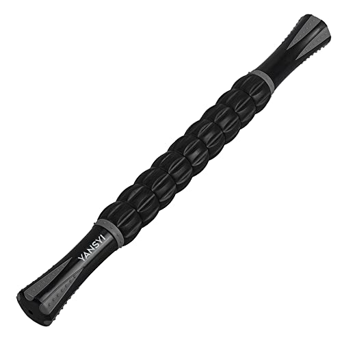 YANSYI Professional 9-Roller Deep Tissue Massage Stick - Portable Muscle Recovery Roller for Athletes, Relieves Post-Workout Soreness & Leg/Back Pain - Portable Physio Tool (Gray)