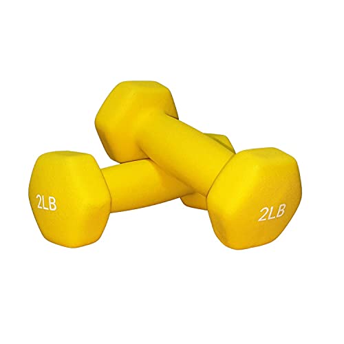 FUXION Neoprene Dumbbell Hand Weights, Sets of 2 Hexagon Non-Slip Weights for Home Gym Yoga Pilates Workout - size: 2lb Pair
