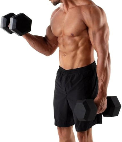 Hex Dumbbells Rubber Coated Cast Iron Hex Black Dumbbell Free Weights for Exercises - style: 7.5 Pounds / Pair