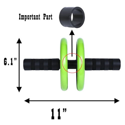 AB Wheel Roller, Exercise Abdominal Fitness Wheel, Work-out Strength-Training Roller, 11"W - color: Green