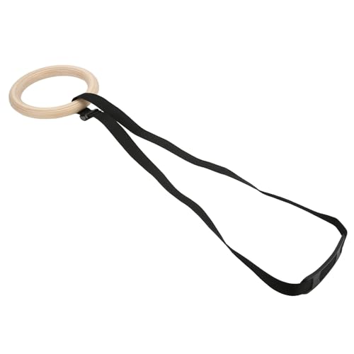 1 Pair of Adjustable Buckle Straps, 330-Pound Wooden Belt Gymnastics Rings, Pull-Up Training Rings, Suitable for Fitness