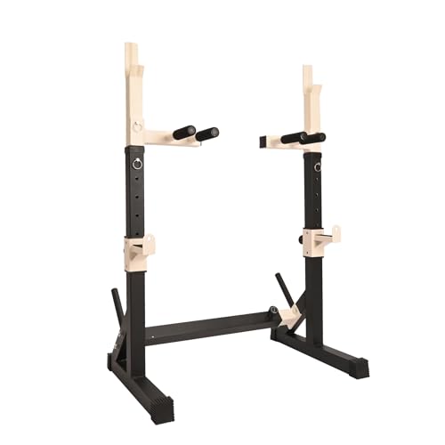 Gresspro Barbell Rack Stand with Dip Bar Attachment - Multifunctional Adjustable Squat Rack, Heavy-Duty Dumbbell Rack, Strength Training Dip Station, Home Gym Equipment Max Load 550lbs - color: Black