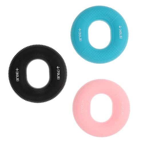 3pcs Silicone Hand Grip Strengtheners Dual Resistance Levels, Finger Exerciser Training Rings for Forearm and Hand Strength, Includes Pink 20-30lb, Medium 40-50lb, Black 70-80lb