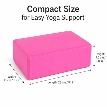 High Density EVA Foam Yoga Block Support and Stability for Stretching, Workout, Pilates at Home and Gym - color: Pink
